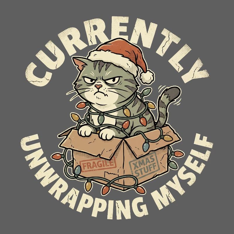 En train de me déballer Drôle de Noël pour chat