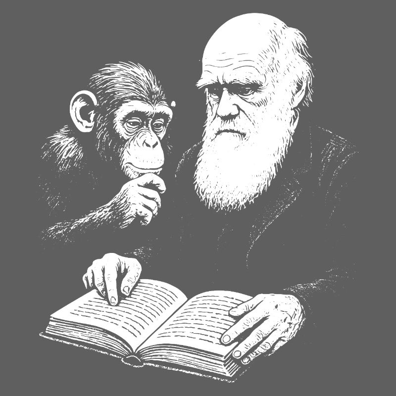 Charles Darwin étudie avec Monkey
