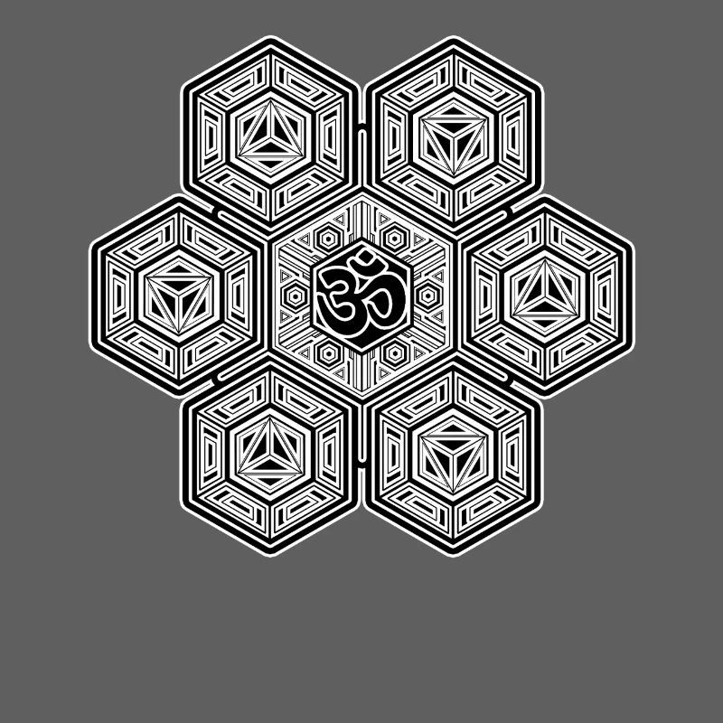 Motif hexagonal mandala Signe Aum Goa Psytrance