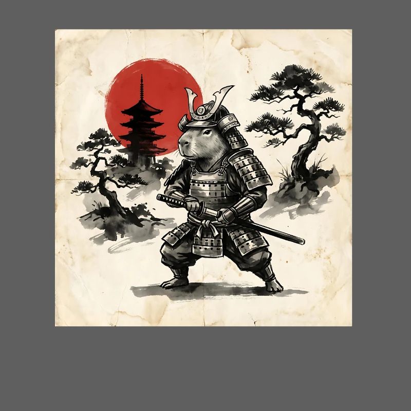 Samurai Hamster Vor Roter Japan Sonne