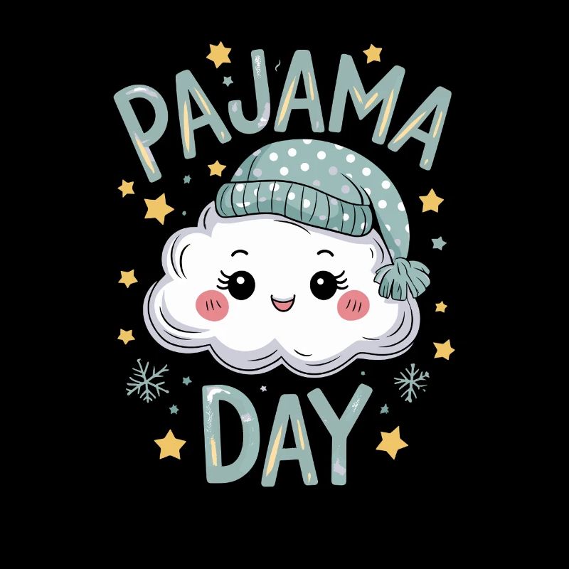 Jour de pyjama Silhouette nuageuse mignonne avec un bonnet endormi pour