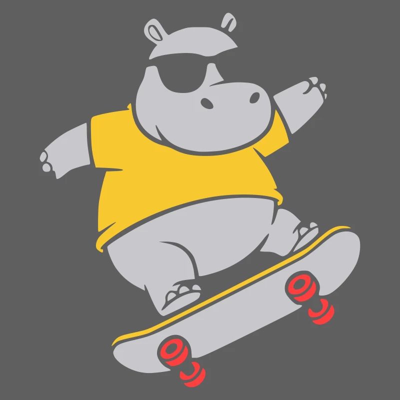 Vecteur de skateboard hippopotame cool