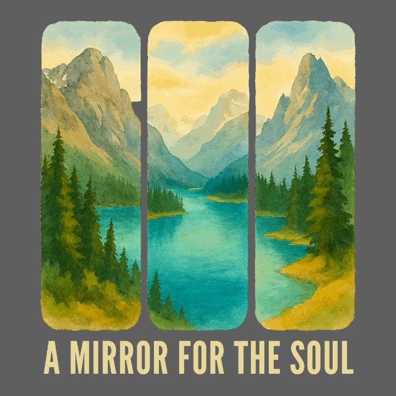 Mountain Landscape Triptych with Lake