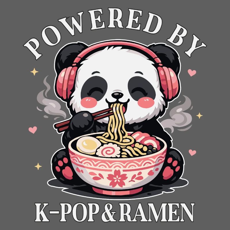 Cute Kawaii Panda Powered By K-Pop & Ramen