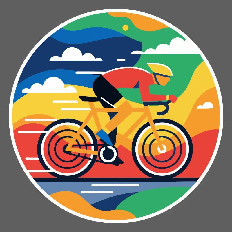 Image circulaire colorée de cycliste