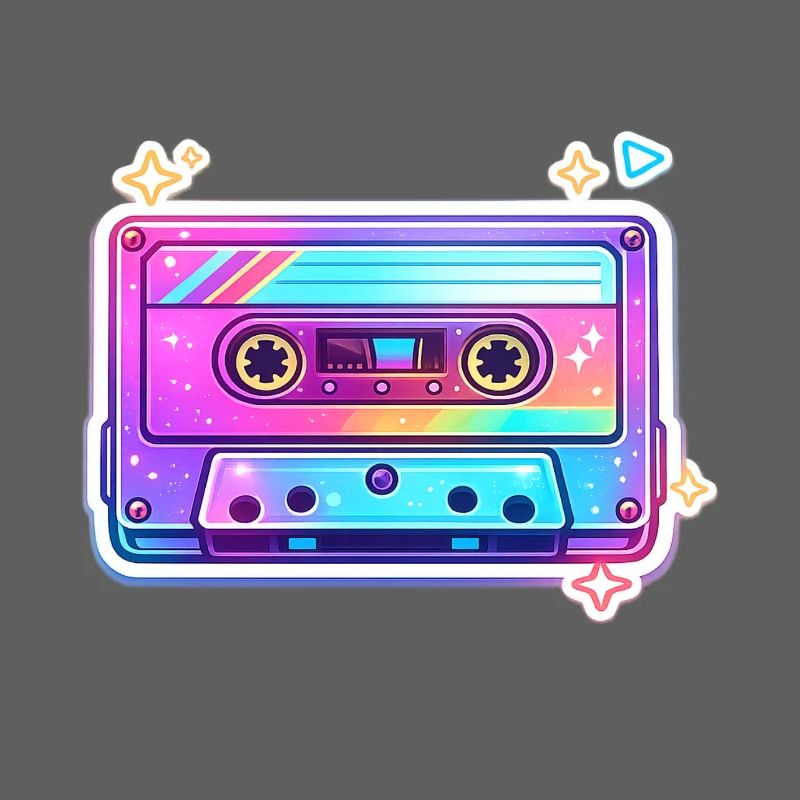 Neon Rainbow Cassette Sticker