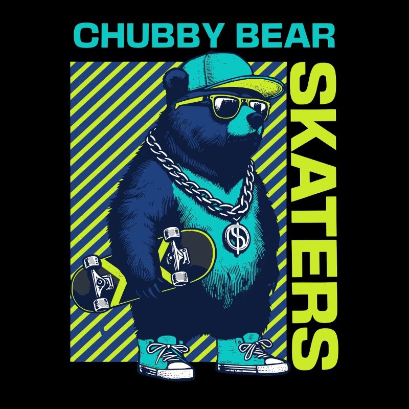 Chubby Bear Skater: Cool Bear with Skateboard