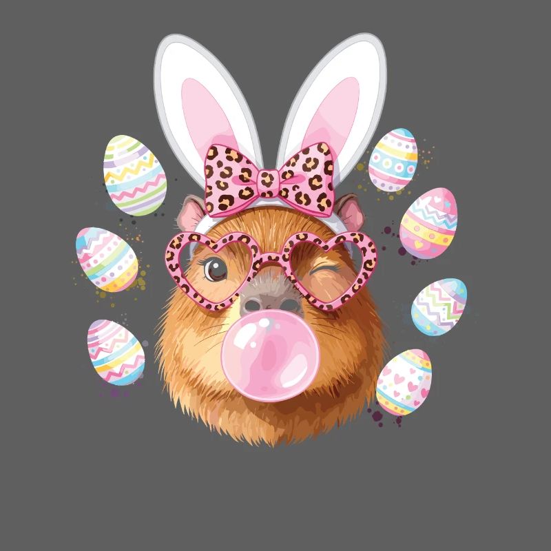 Capybara de lapin de Pâques avec lunettes léopard