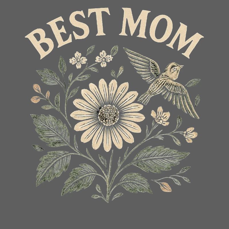 Best Mom Muttertag Geschenk Blumen Motiv mit Vogel