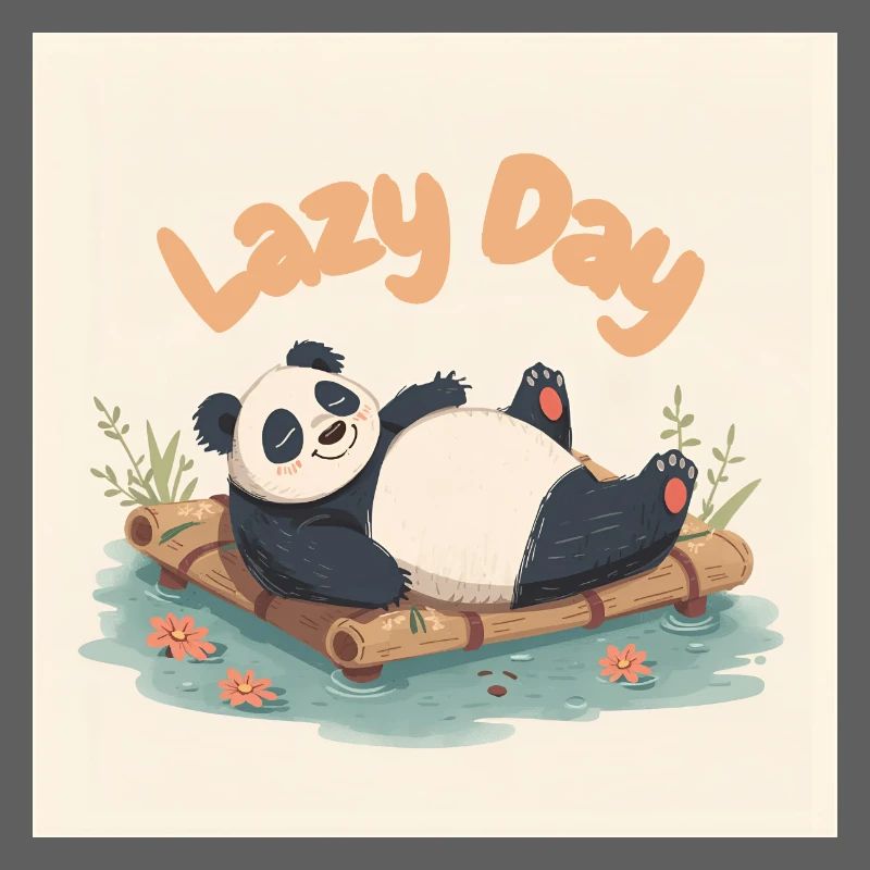 Panda napping on raft