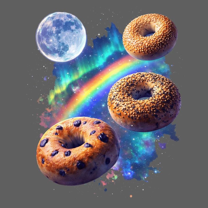 Kosmische Donuts über Regenbogenraum
