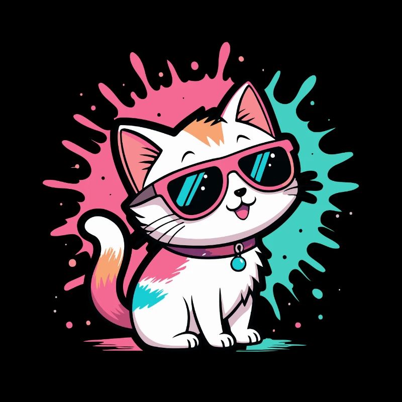 Chat coloré lunettes soleil