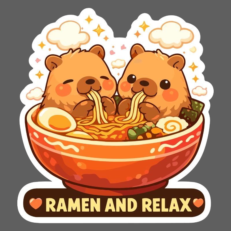 Capybara Ramen & Relax Sticker