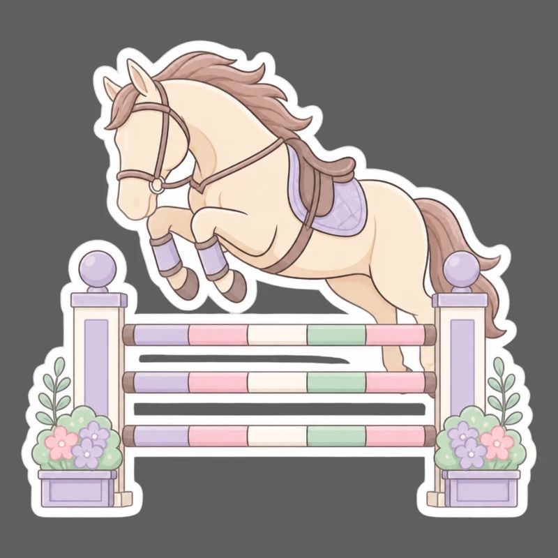 Obstacle au saut à cheval pastel