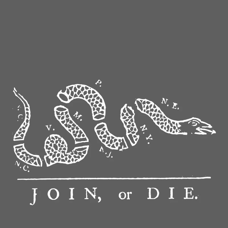 Gadsden alte Flagge beitreten oder die franklinwhite