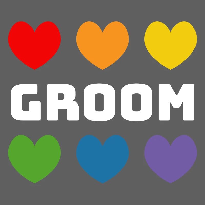 Rainbow Hearts Groom white