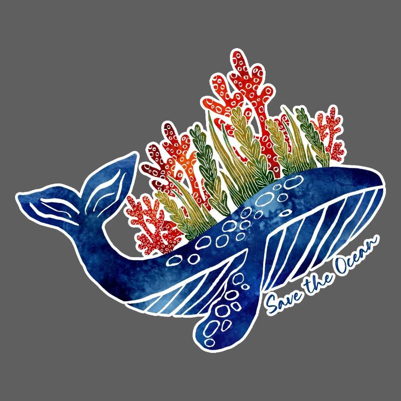 Illustration de baleine avec du corail | Protéger la mer