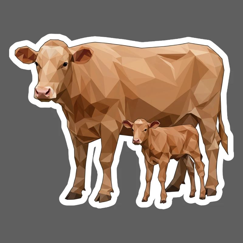 Vache et veau – L’art polygonal dans le style moderne