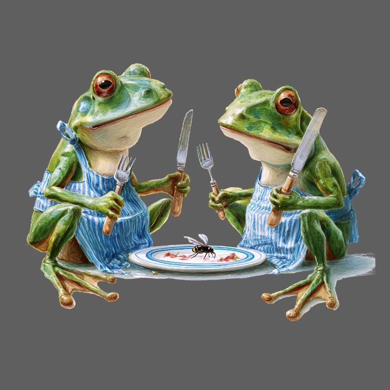 Dwie żaby gotują na kolację