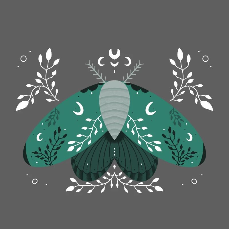Papillon de nuit vert avec feuillage