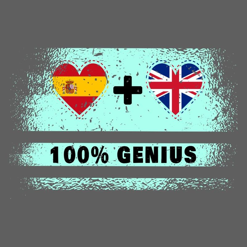 Spain and Great Britain flag 100% genius