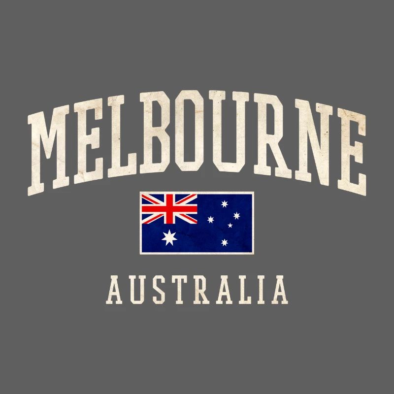 Melbourne Australia Design with Flag