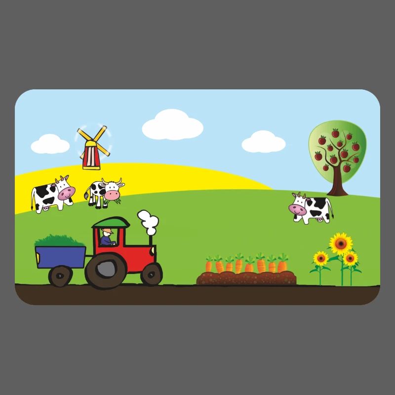 Farm Tractor - Cows Fields Windmill