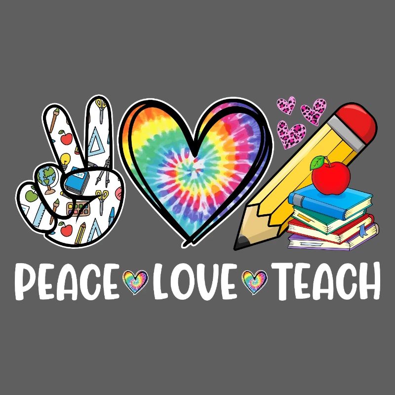 Peace Love Teach – Lehrer Herz & Regenbogen