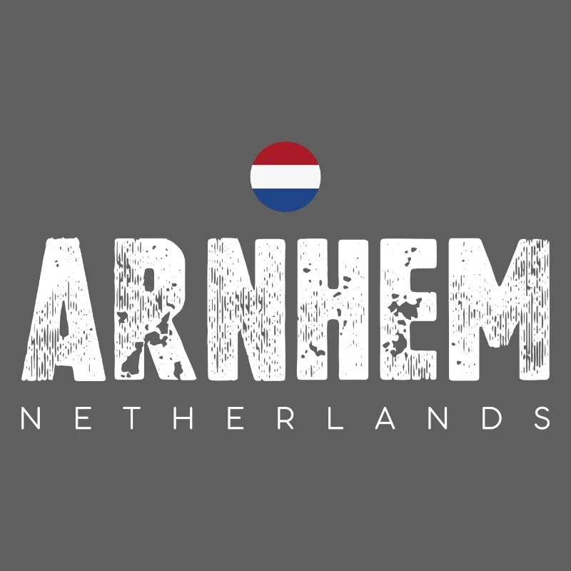 Arnhem Netherlands Distressed Text Logo