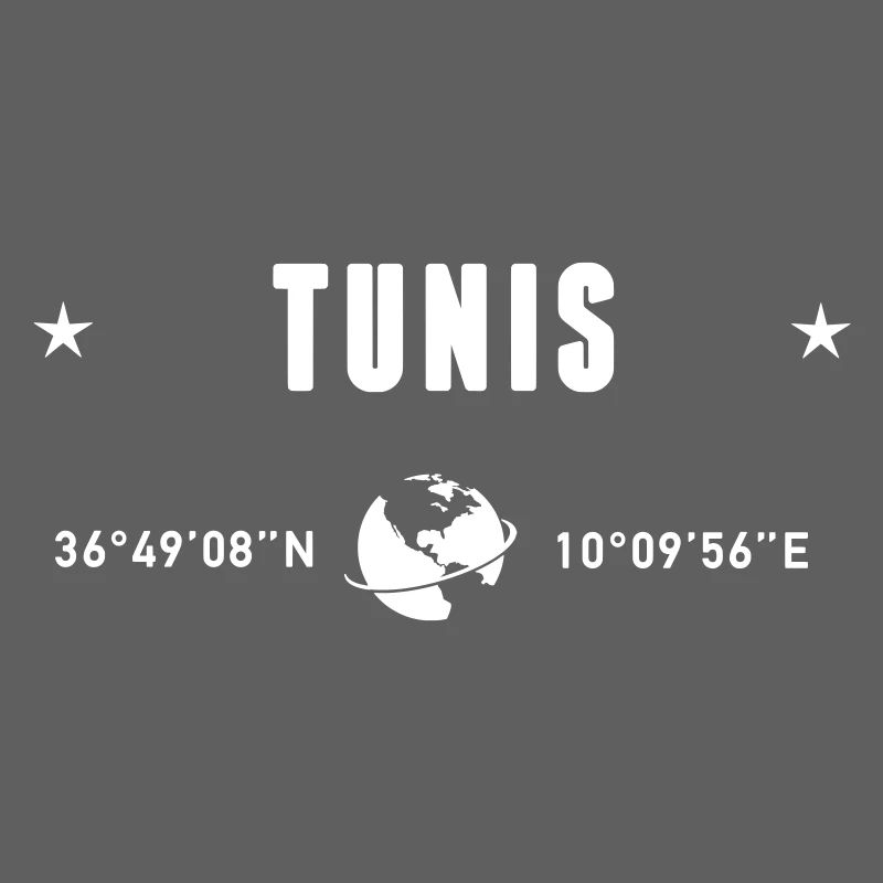 Tunis Tunisia Coordinates Gps Globe White