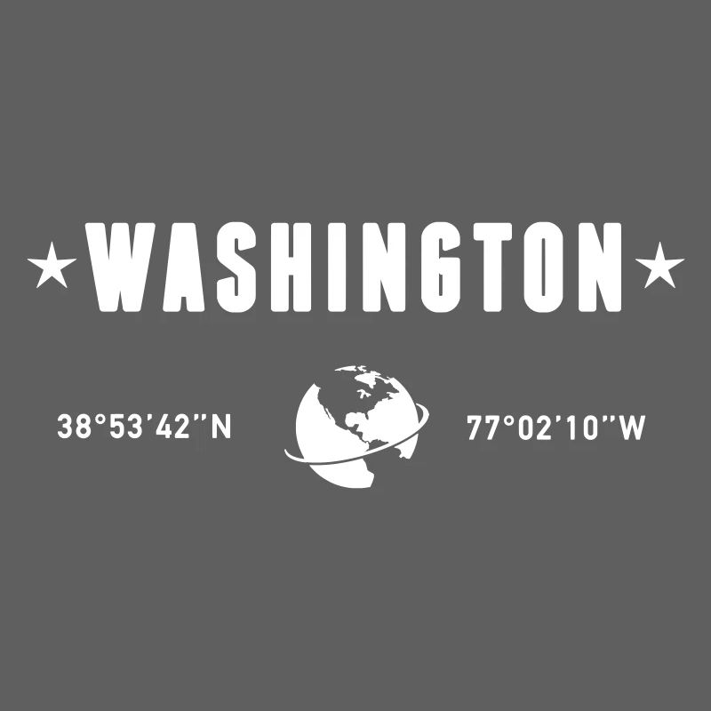 Washington DC Coordinates Planet Earth White