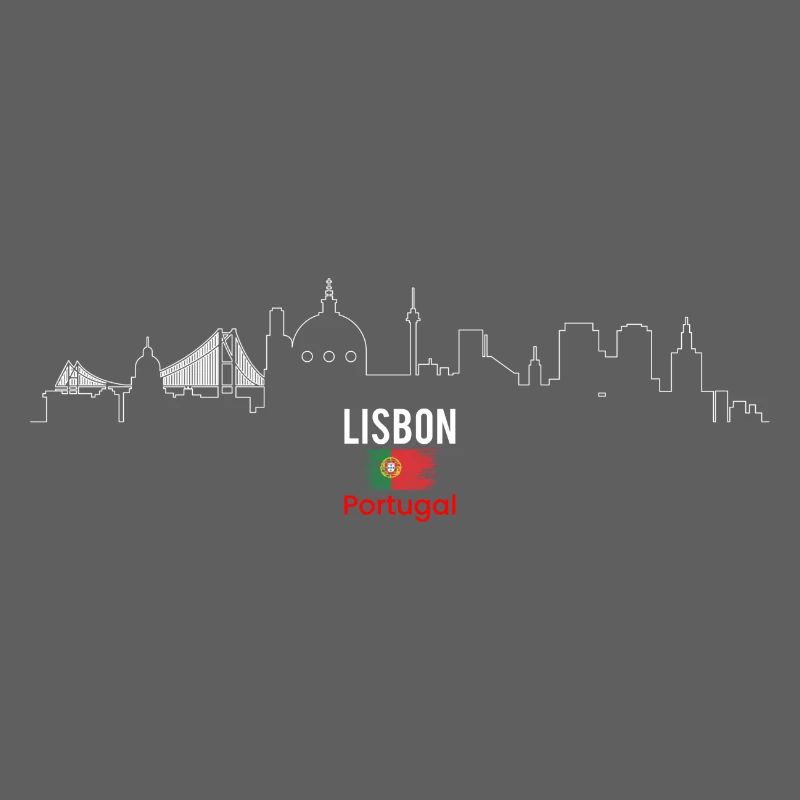 Ligne d’horizon de Lisbonne avec drapeau