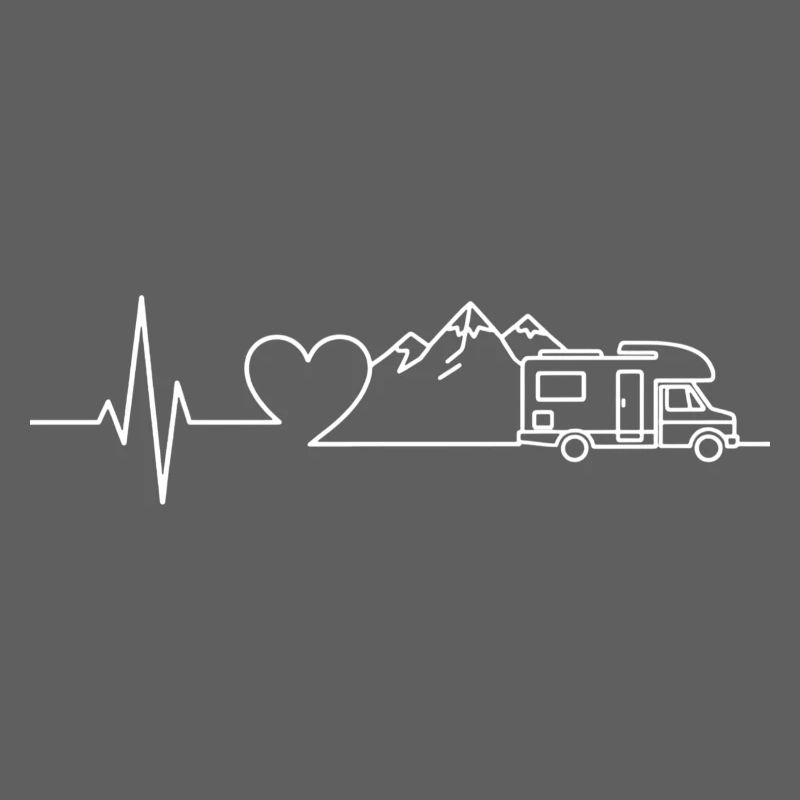 Camping Heartbeat Caravan – Line Art Design