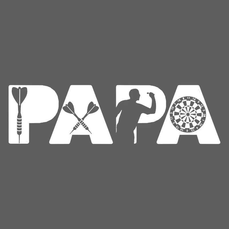 Papa Dart Master Funny Silhouette Darts Player