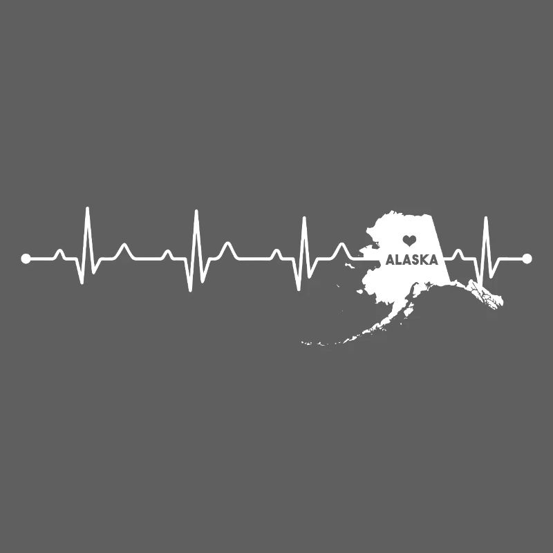 Title: Alaska Heartbeat Map Silhouette Home State 