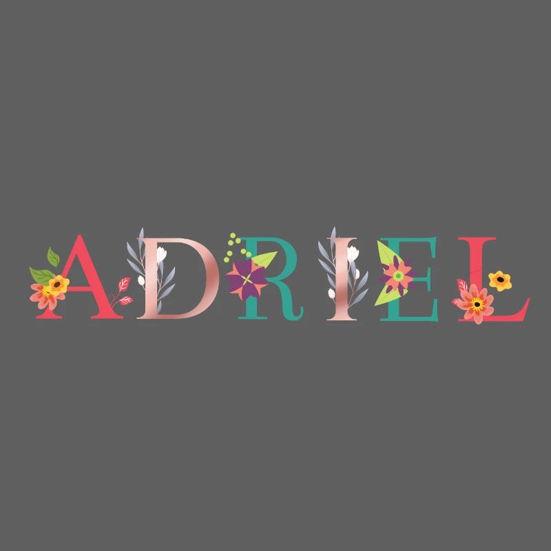 ADRIEL Art du nom avec des fleurs brodées