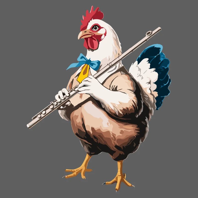 Lustiges Huhn mit Querflöte