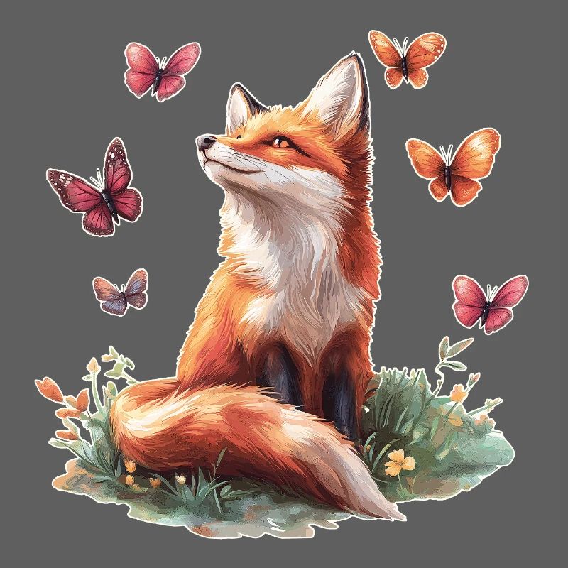 Fox with butterflies