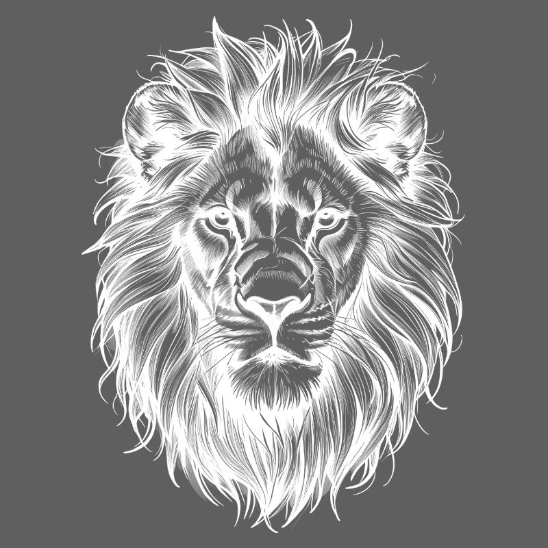 Lion Head Silhouette Black White