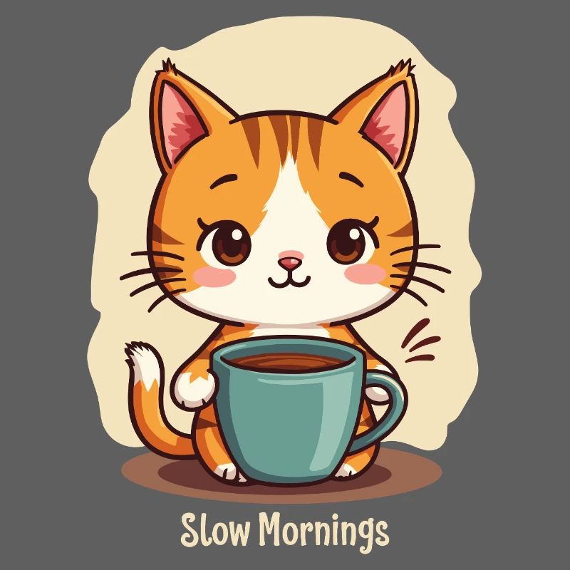 Langsame Morgenkatze mit Kaffee