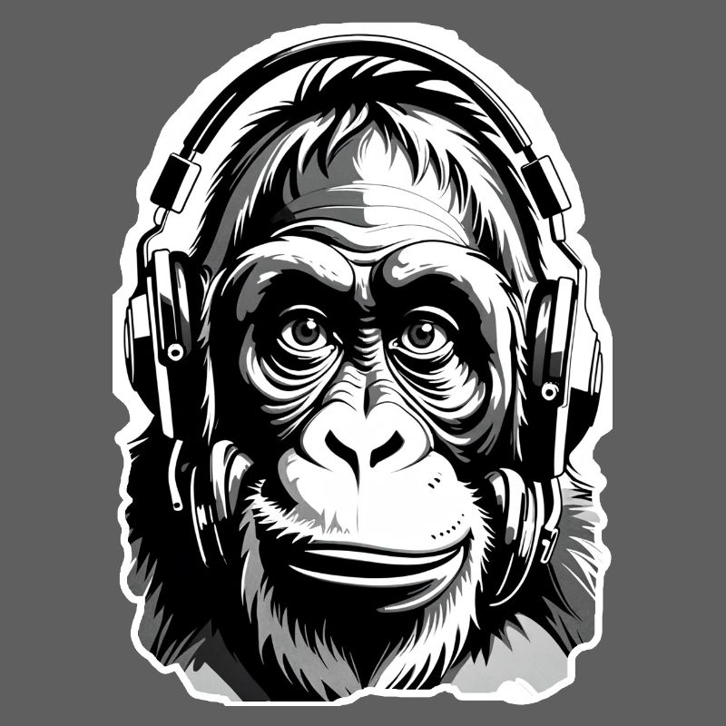 Musique Monkey Gorilla avec des écouteurs comme idée cadeau