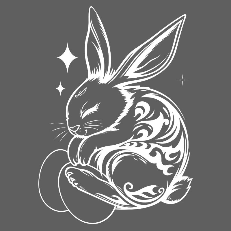 Sleeping Easter Bunny with Tribal and Eggs