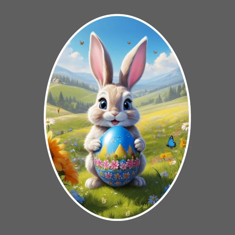 Easter Bunny with Egg, Oval