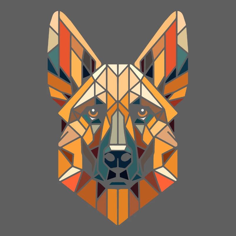 Malinois head geometric art, polygon art
