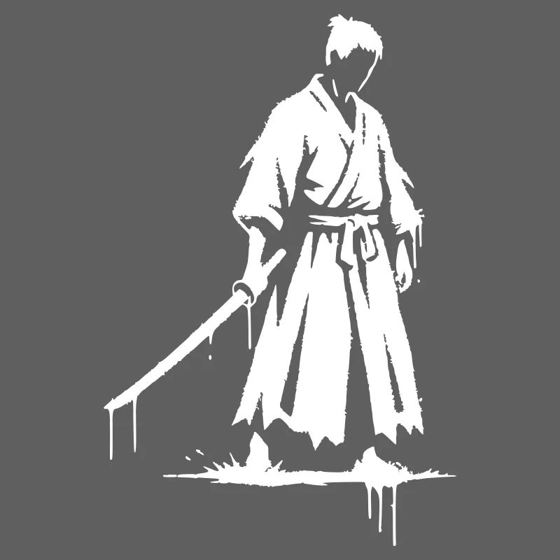 Sad ronin samurai warrior graffiti