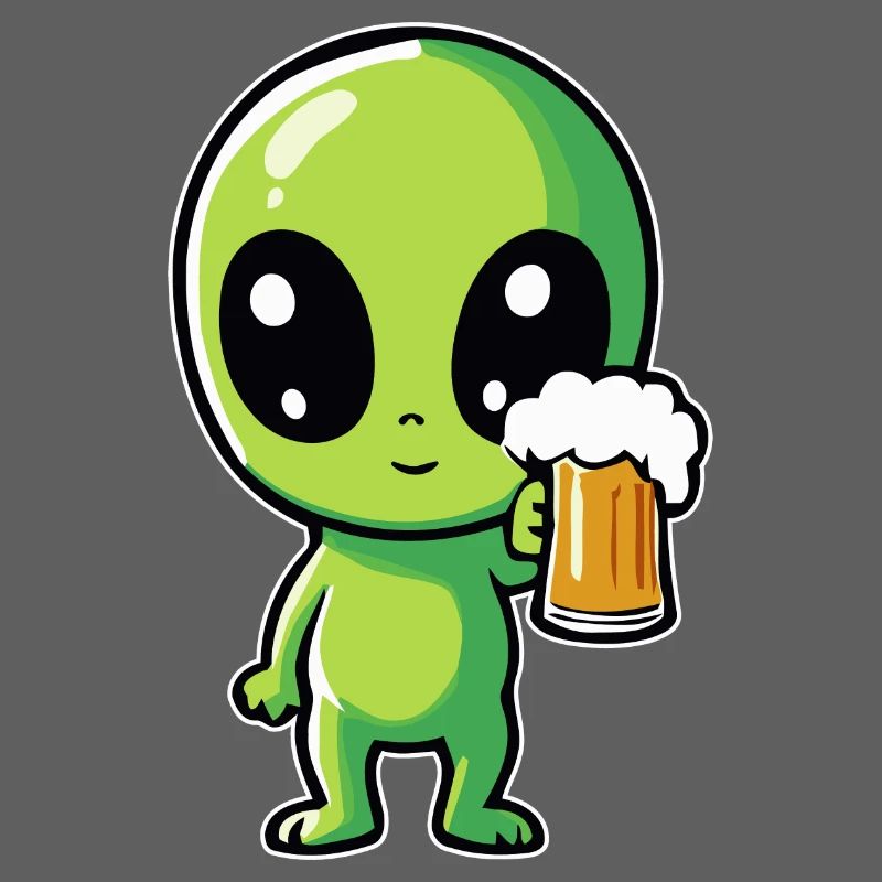Alien with beer