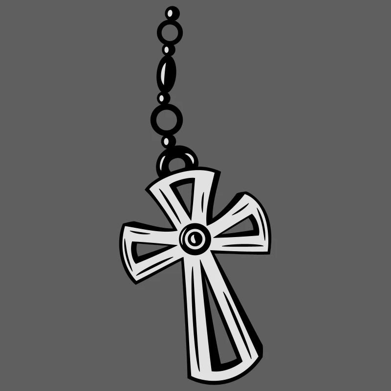 Kreuz an einer Kette mit Edelstein.