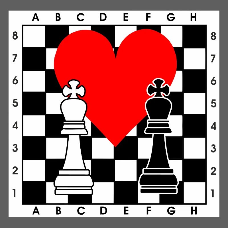 Chess board with heart