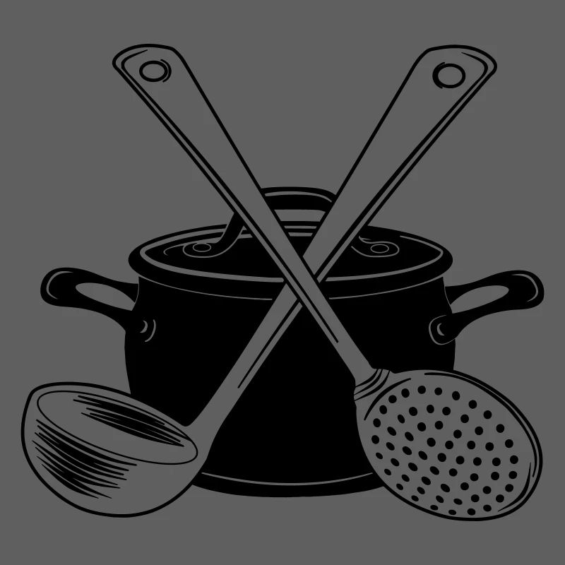 Pan soup spoon and slotted spoon light