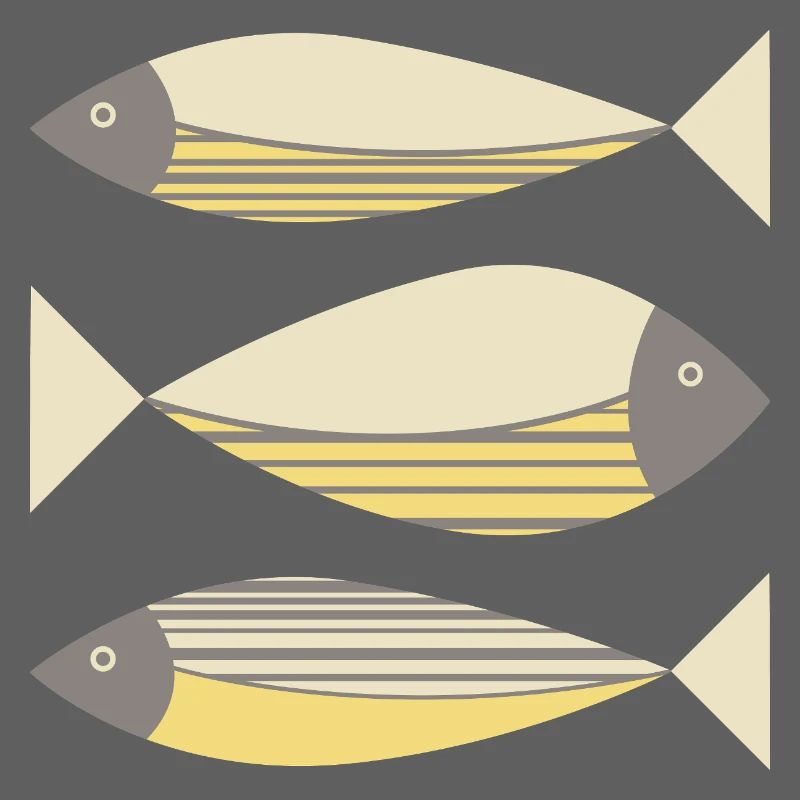 Illustrierter Grafikfisch Gelb-Grau